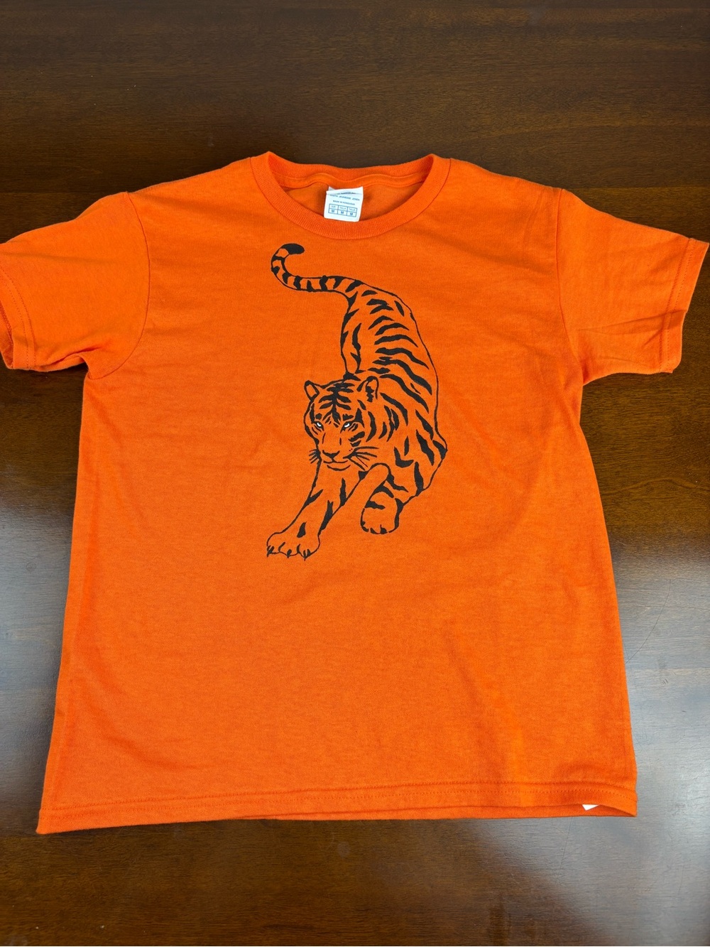Delta Orange Short-Sleeve Tee with Black Tiger Graphic